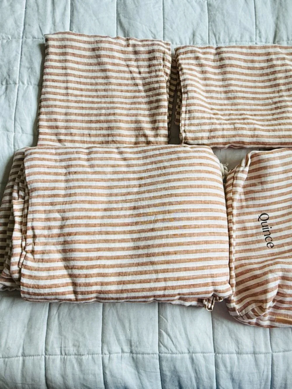 Quince European Linen Duvet Cover Set Full/Queen – Striped – NWOT